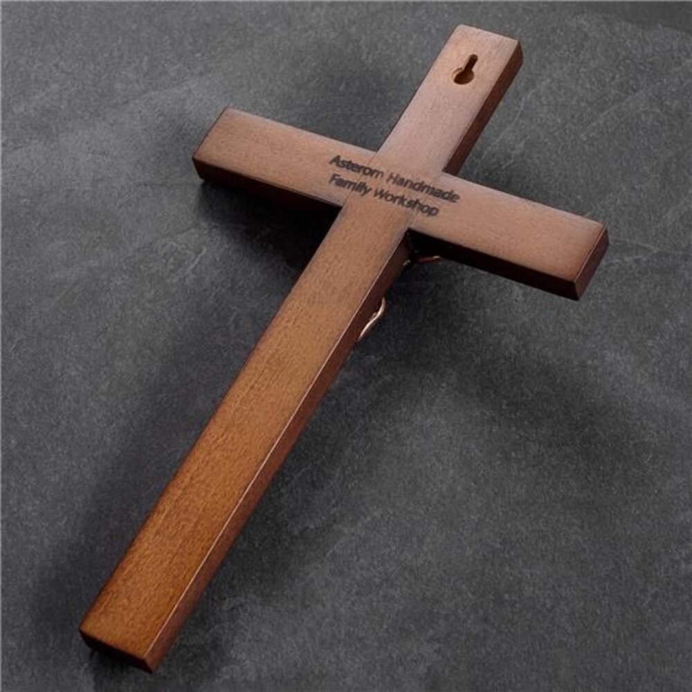 Asterom Crucifix Wall Cross - Handmade Wood Cross Wall Decor - Catholic - Picture 9 of 10